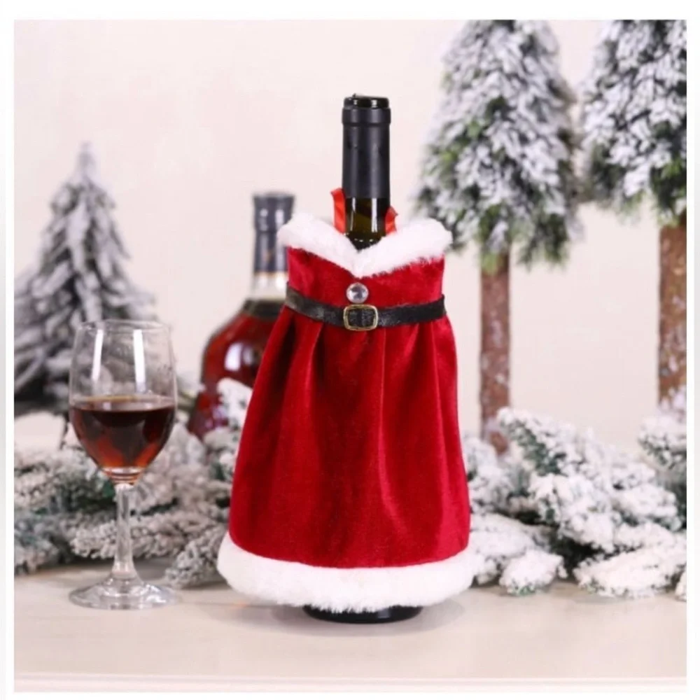 3/$10 NEW Mr. & Mrs. Claus wine bottle gift set Christmas Santa Covers SET - Picture 2 of 9
